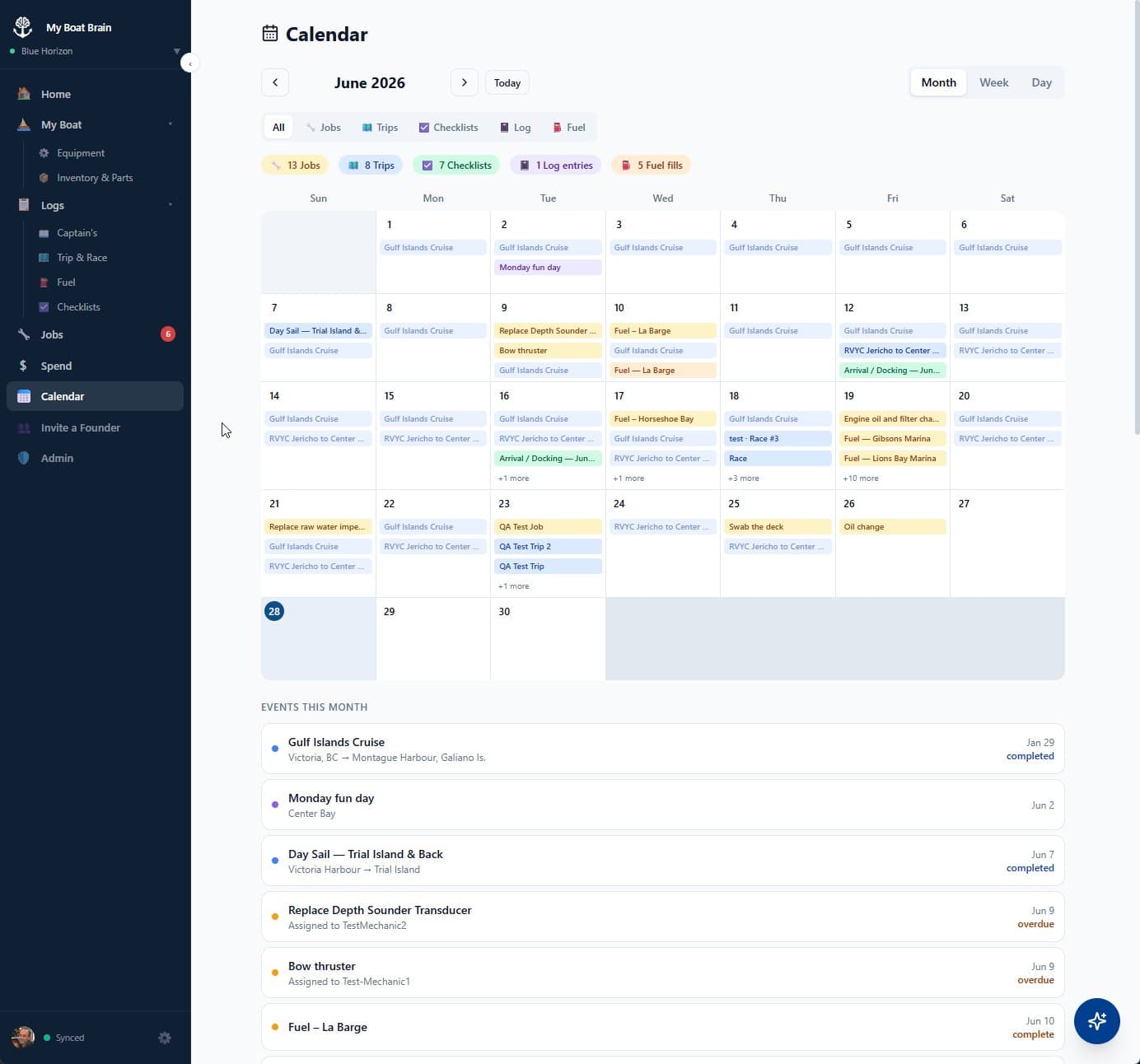 Vessel Calendar — unified jobs, trips, and checklists
